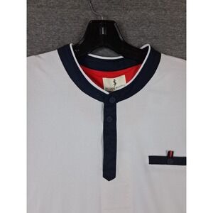 New Scott James England Mens Shirt XL White Henley Soft Perfomance Stretch